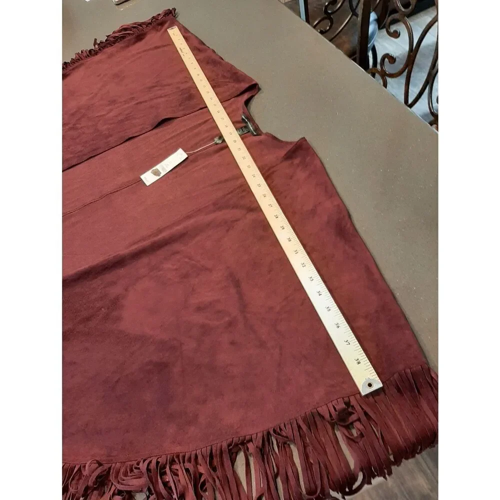 WHBM Cabernet Fringe Cape Poncho NWT One Size Boho Western
